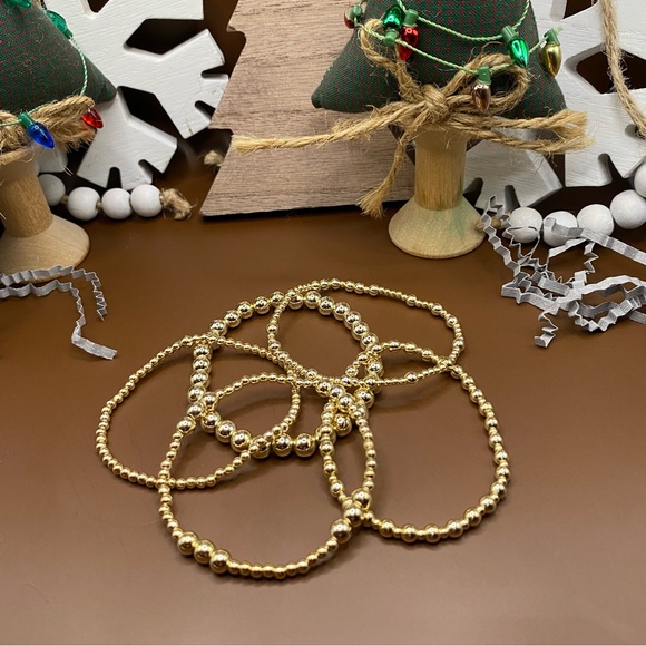 GOLD BEADED STACKs BRACELETs; 14K Gold Filled; Sweatproof; Water/Tarnish proof. - Picture 8 of 8